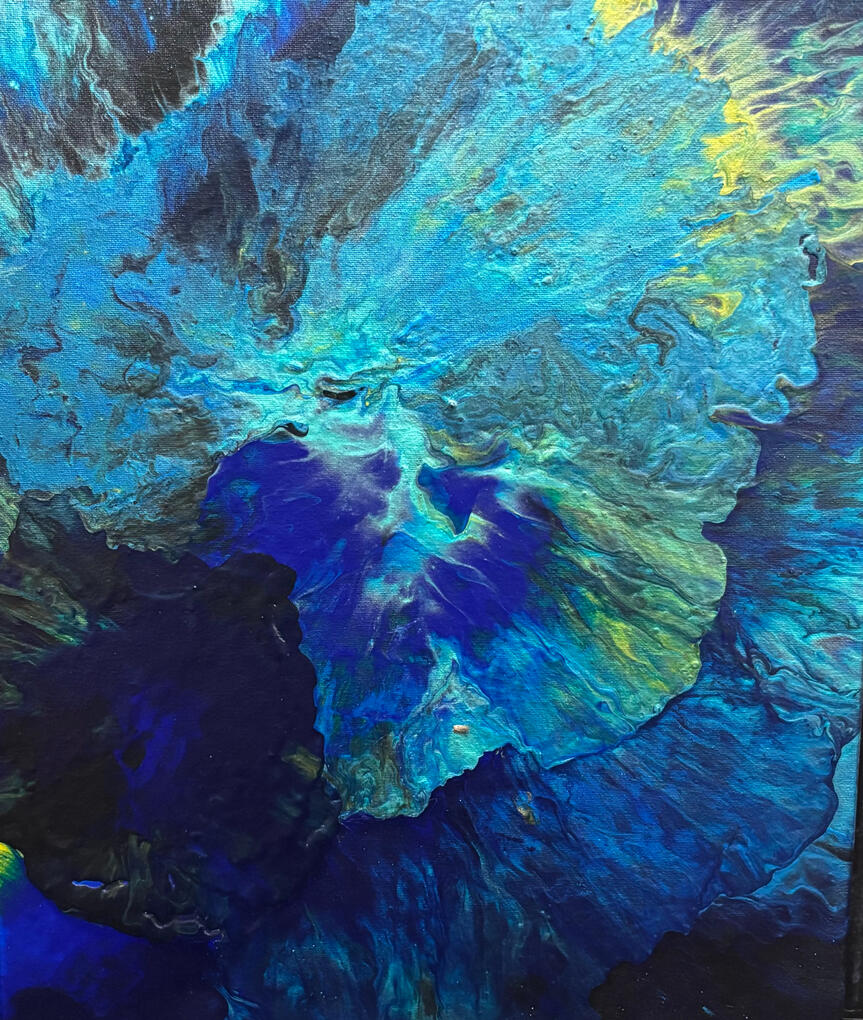 Ancestral Mothers Protection Blue Hues Gold Black 16x20
